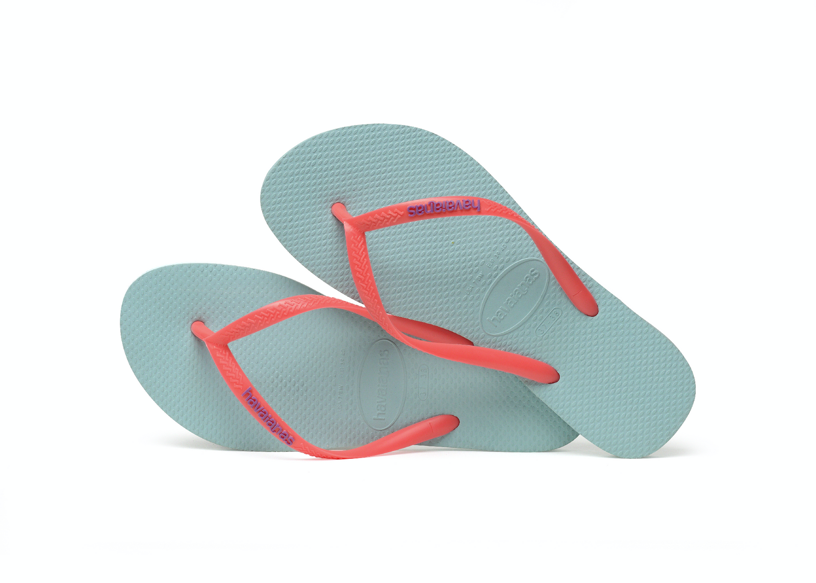 Havaianas Slim Logo Ice Blue/Coralnew