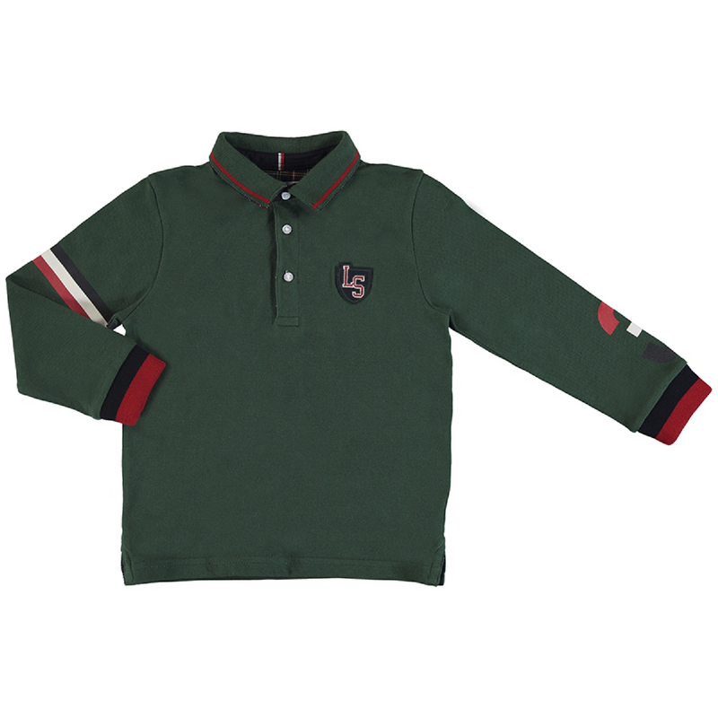 jongens Polo Mixed Plaid Longsleeve van Mayoral in de kleur Rood in maat 128.