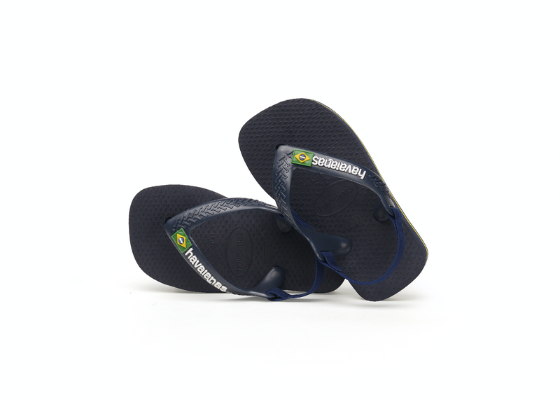 Unisexs Baby Brasil Logo Ii Navy Blue/Citrus Yellow  van Havaianas in de kleur Navy in maat 25, 26.