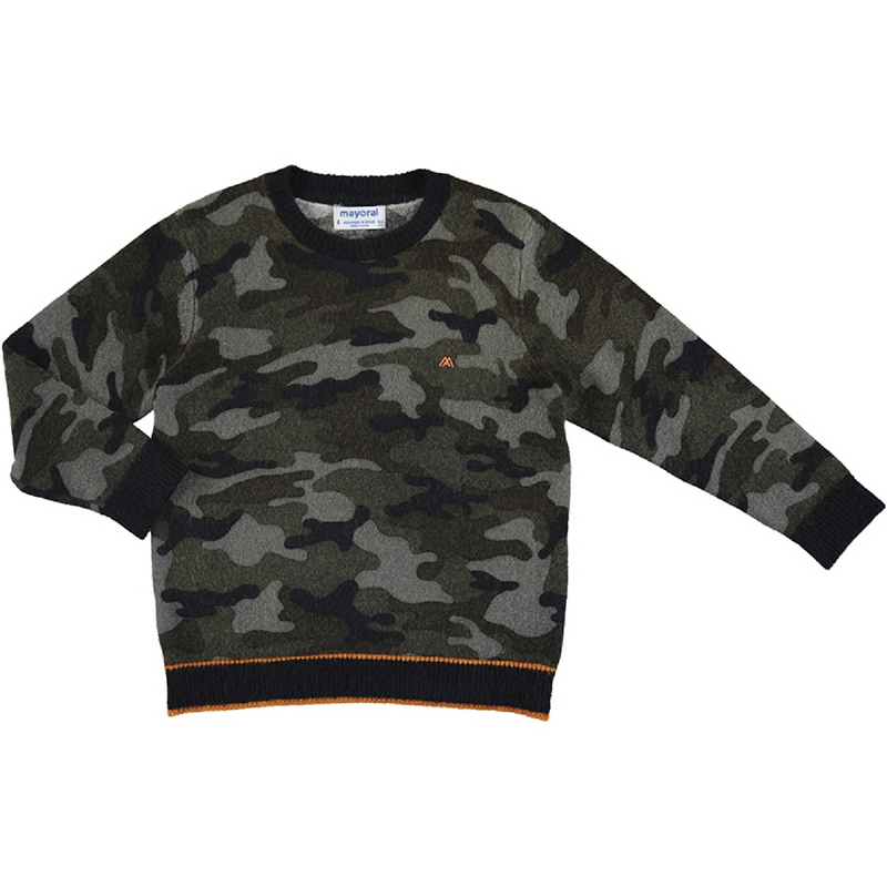 jongens Camuflage Sweater van Mayoral in de kleur Donkerblauw in maat 128.