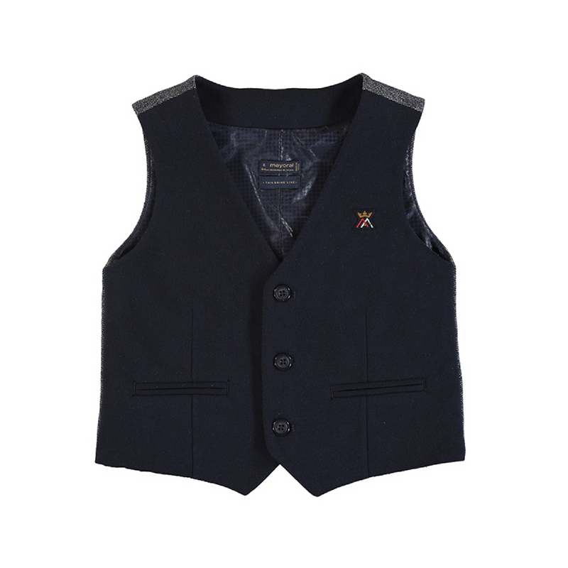 jongens Dressy Vest van Mayoral in de kleur Donkerblauw in maat 128.