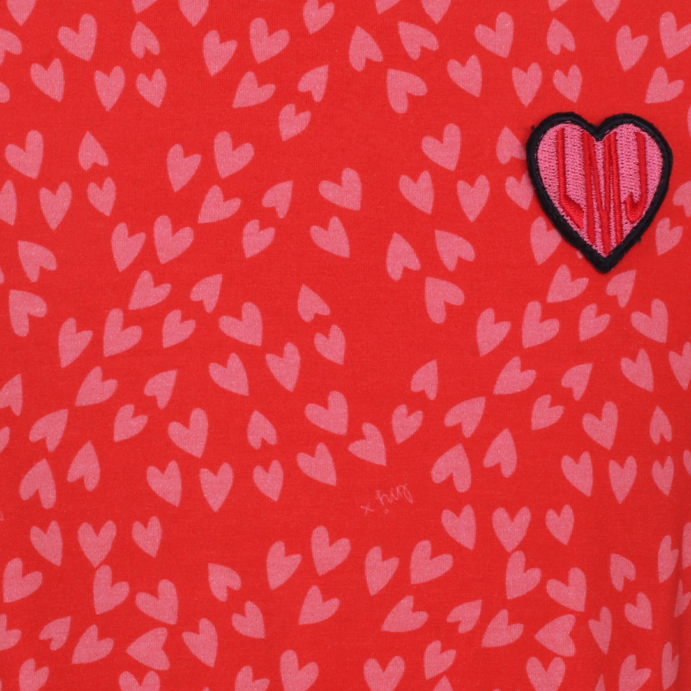 Meisjes Dress Heart van Miss Juliette in de kleur Rood in maat 146, 152.