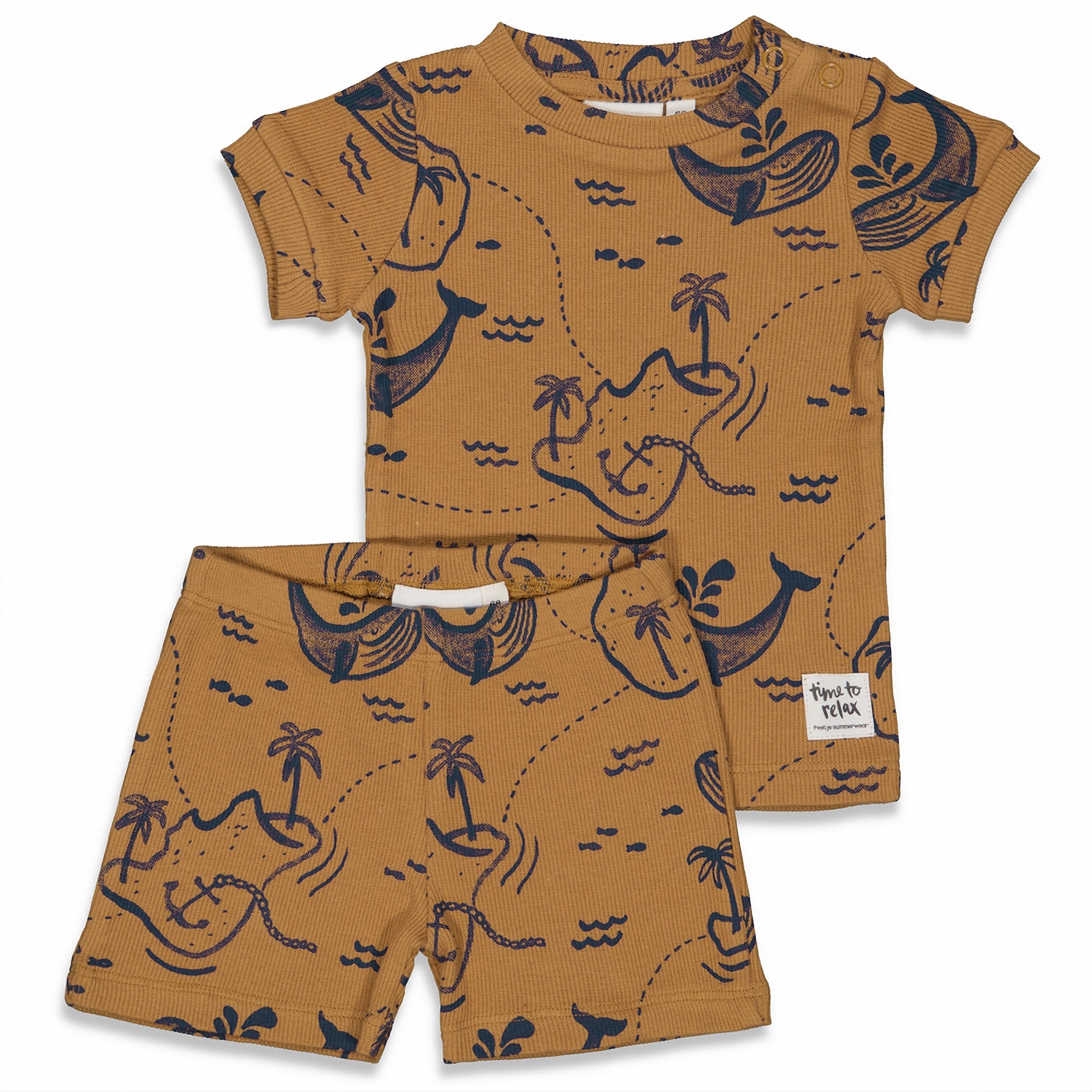 Jongens Wally Whale - Premium Summerwear by FEETJE van Feetje in de kleur Camel in maat 128.
