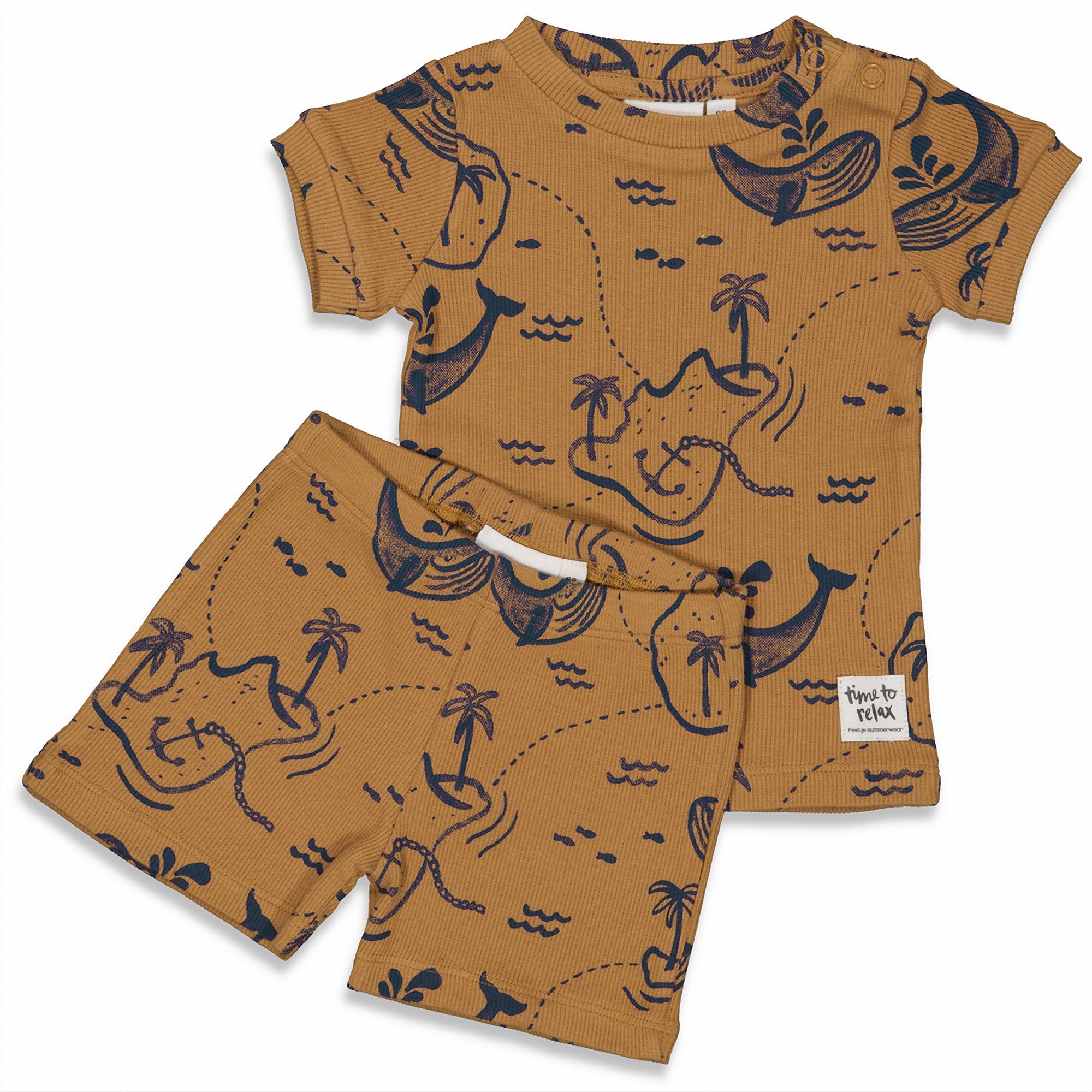 Jongens Wally Whale - Premium Summerwear by FEETJE van Feetje in de kleur Camel in maat 128.