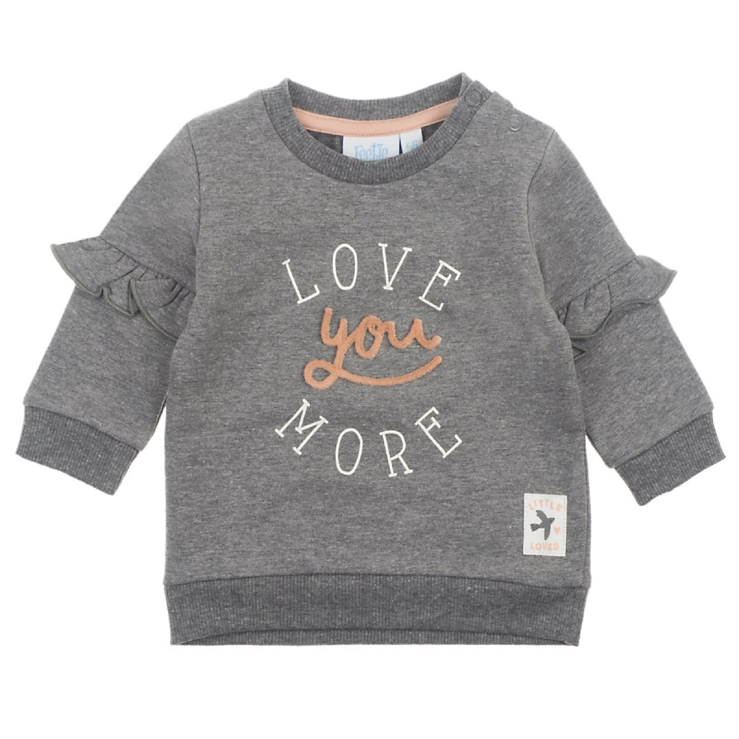 Meisjes Sweater Love You - Little and Loved van Feetje in de kleur Antraciet melange in maat 68.