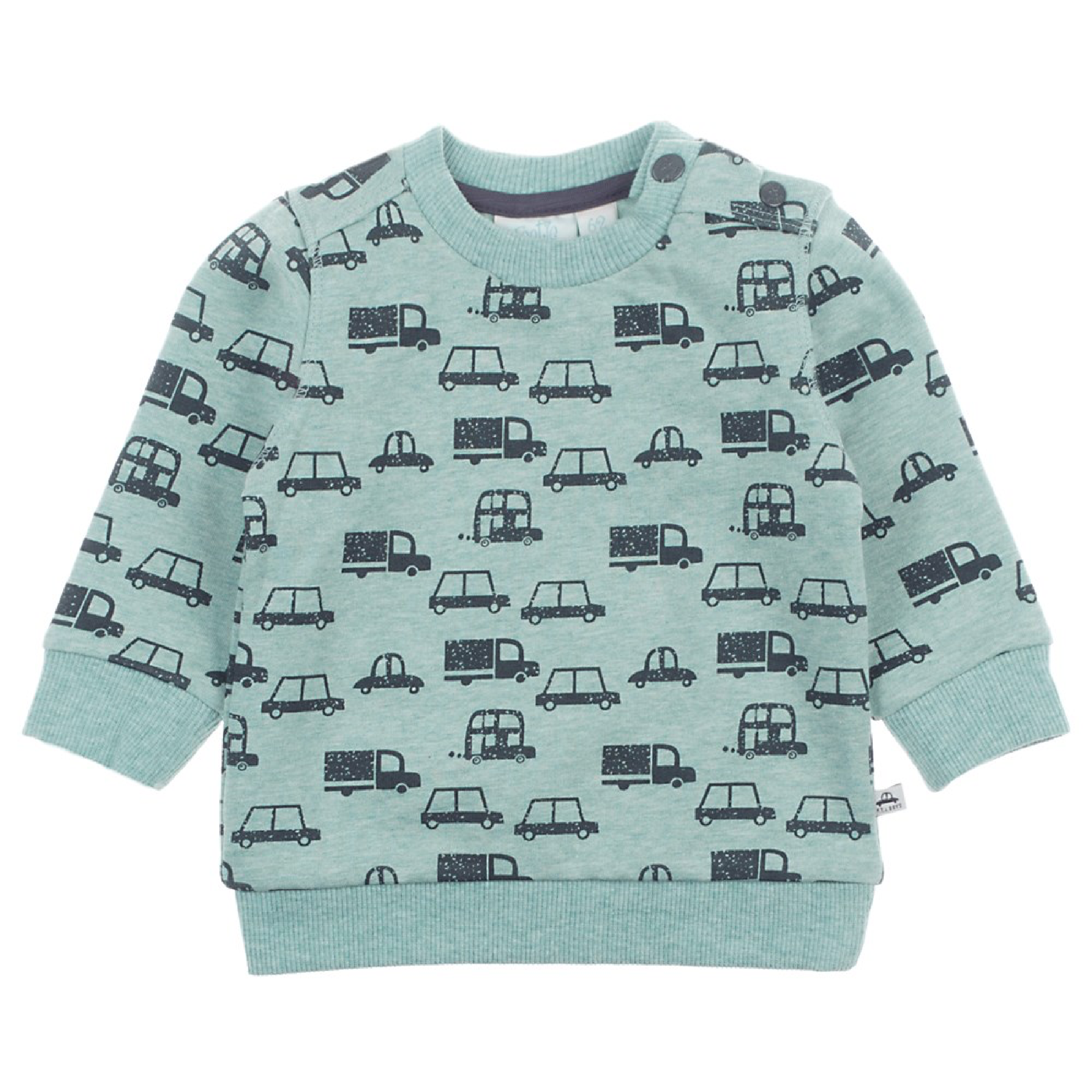 Jongens Sweater - Cars van Feetje in de kleur Mint melange in maat 68.