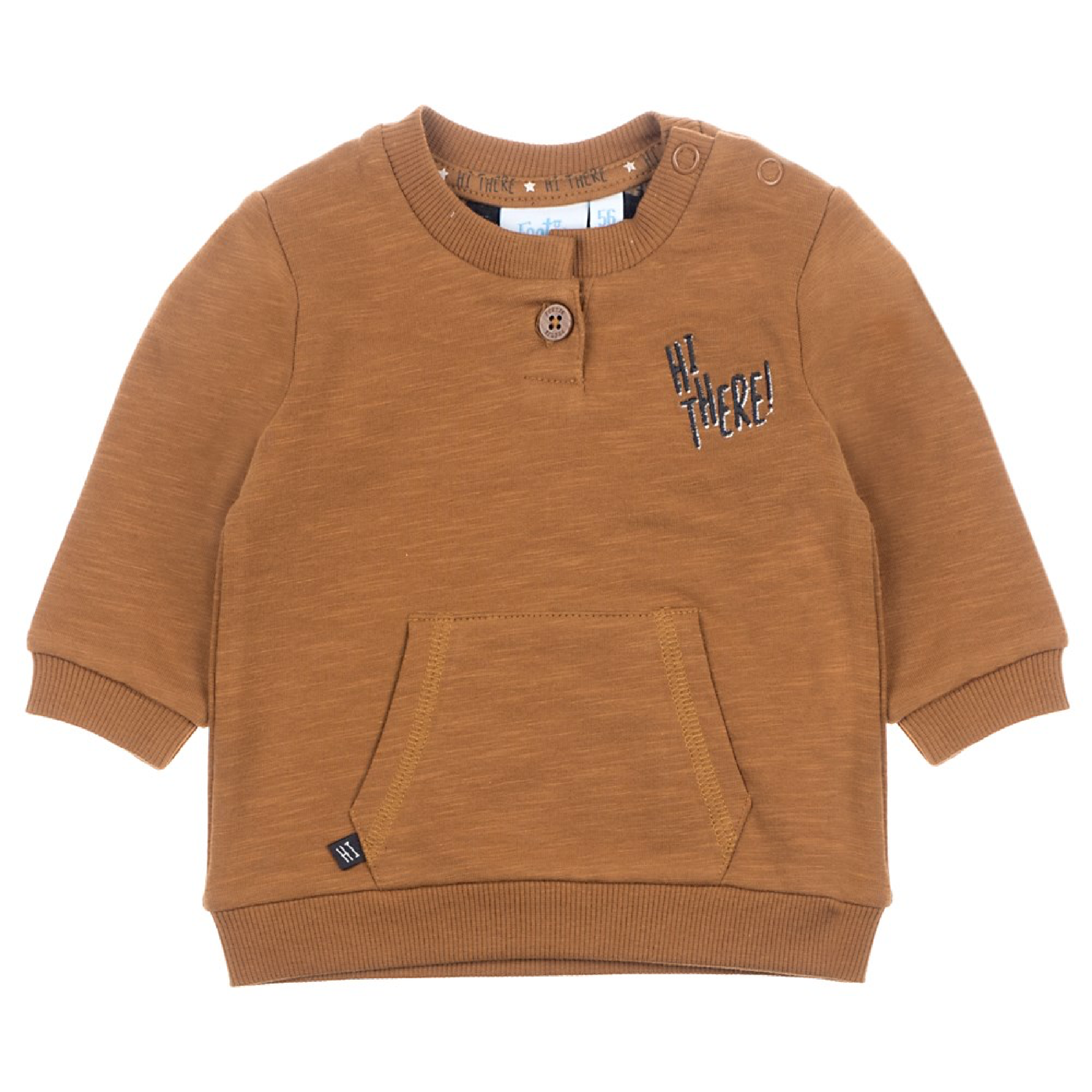 Jongens Sweater - Hi There van Feetje in de kleur Camel in maat 86.