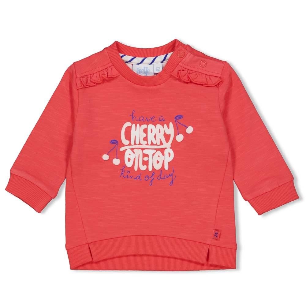 Meisjes Sweater - Cherry Sweetness van Feetje in de kleur Rood in maat 68.