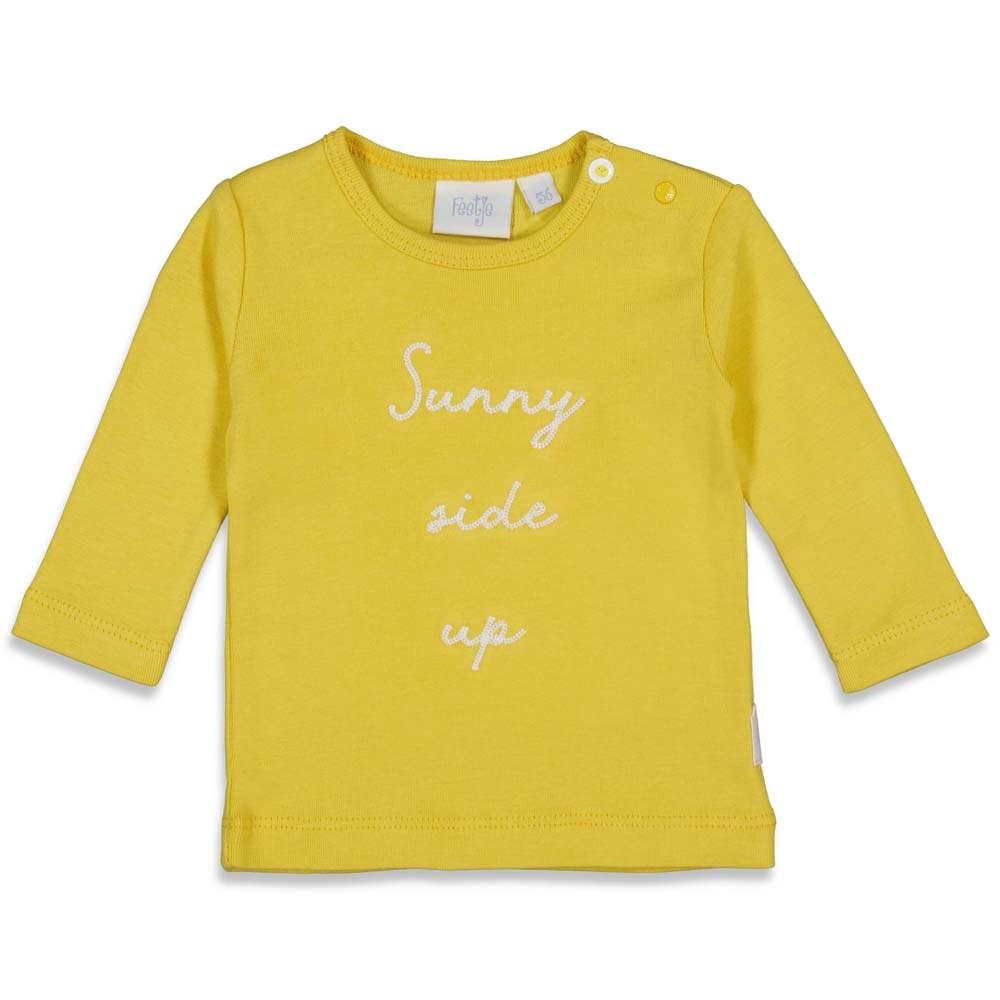Unisexs Longsleeve Sunny Side - Sunny Mood van Feetje in de kleur Geel in maat 62.