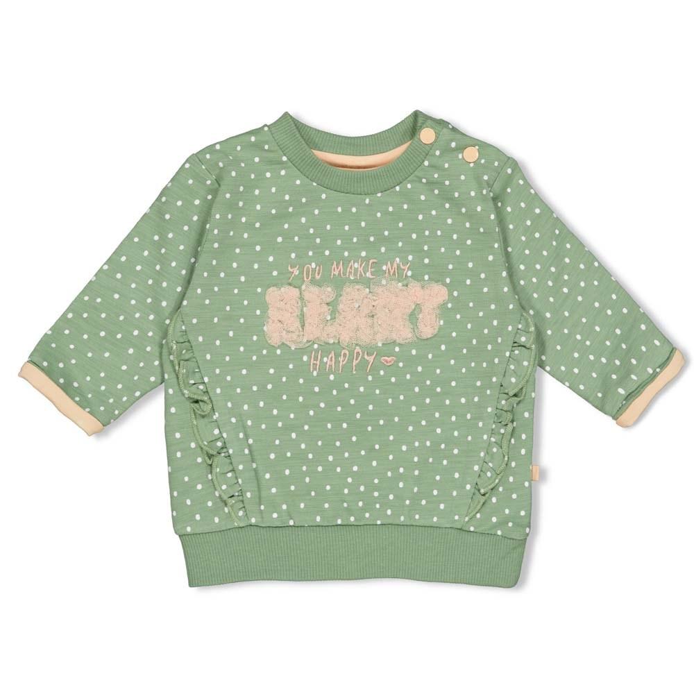 Meisjes Sweater AOP - Hearts van Feetje in de kleur Groen in maat 68.