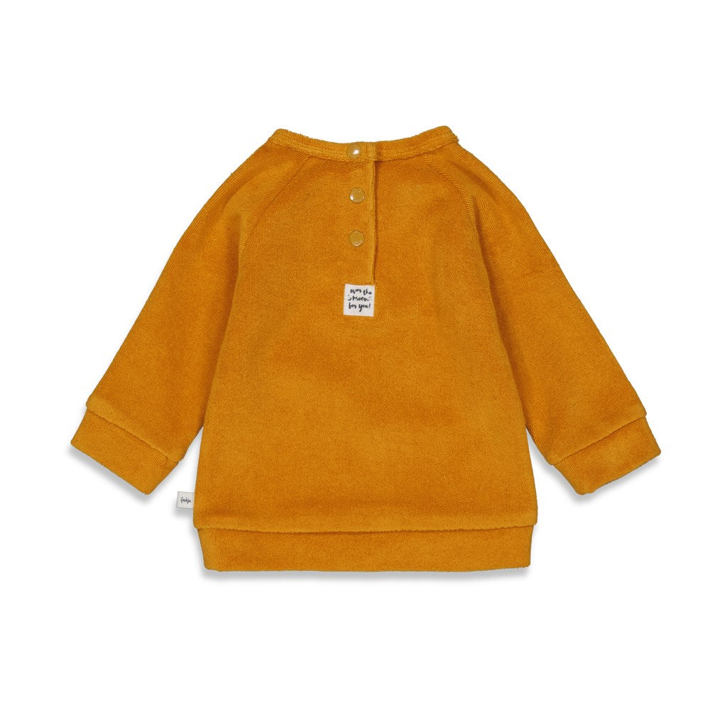 Unisexs Sweater - Moon Child van Feetje in de kleur Okergeel in maat 62.