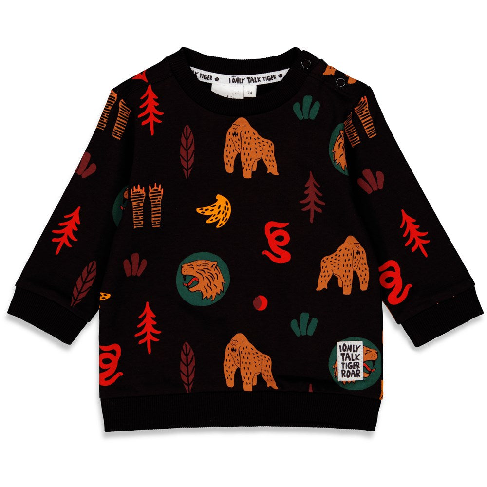 Jongens Sweater AOP - Talking Tiger van Feetje in de kleur Antraciet in maat 86.