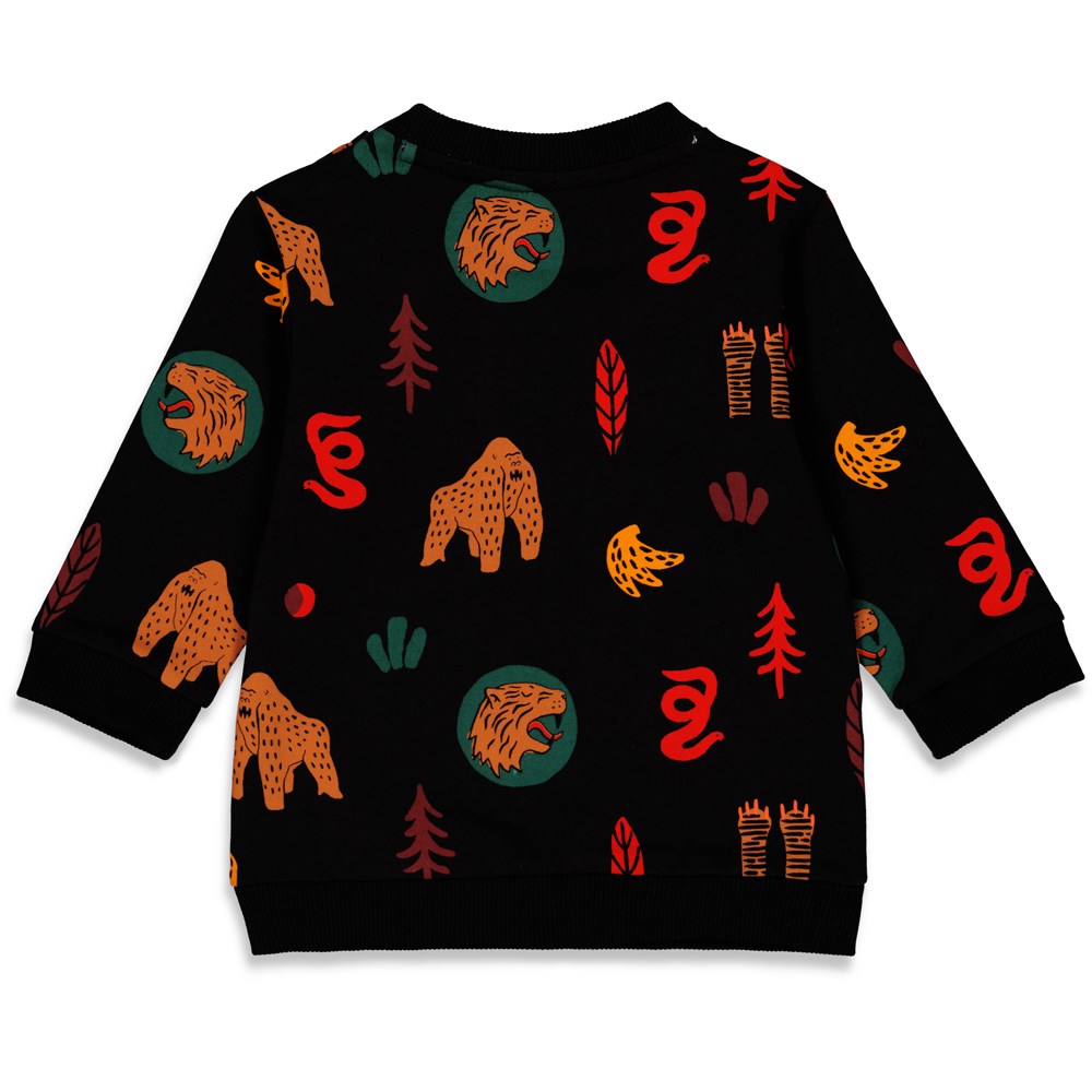 Jongens Sweater AOP - Talking Tiger van Feetje in de kleur Antraciet in maat 86.