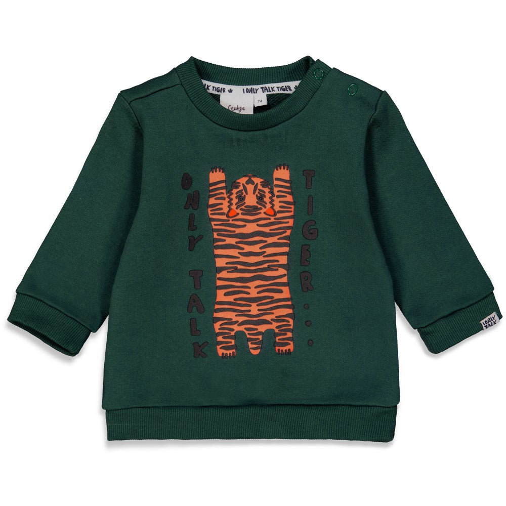 Jongens Sweater - Talking Tiger van Feetje in de kleur Groen in maat 86.