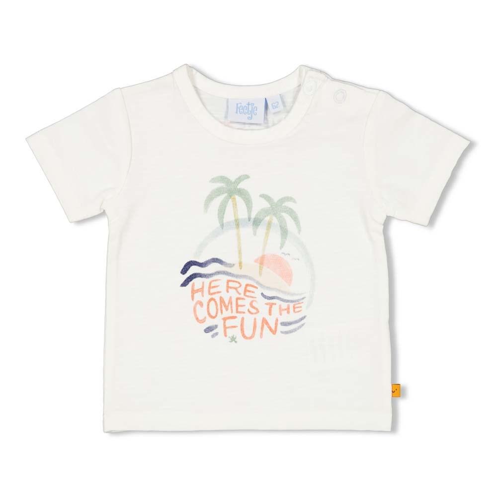 Jongens T-shirt - Here Comes The Fun van Feetje in de kleur Wit in maat 68.