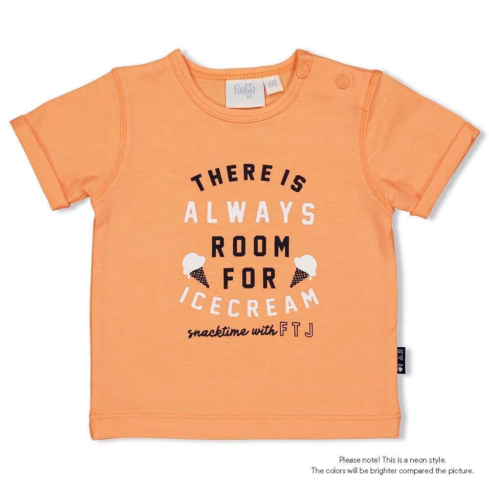 Jongens T-shirt Always - Team Icecream van Feetje in de kleur Neon Oranje in maat 86.