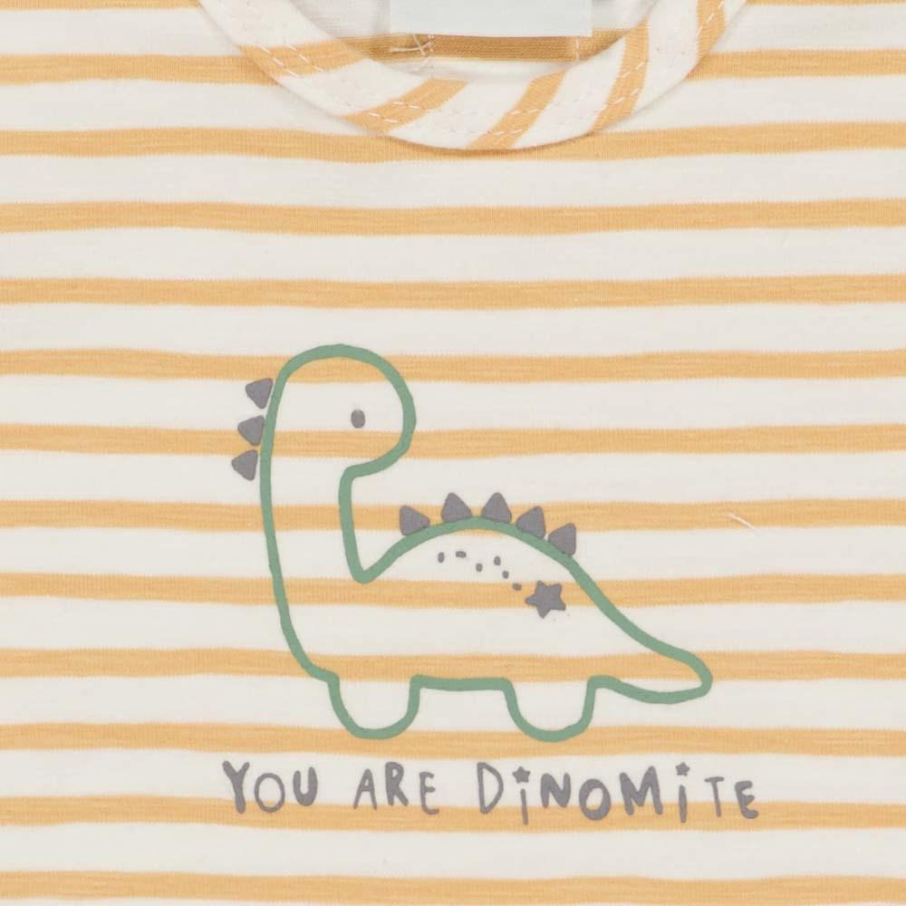 Jongens T-shirt streep - Dinomite van Feetje in de kleur Abrikoos in maat 68.