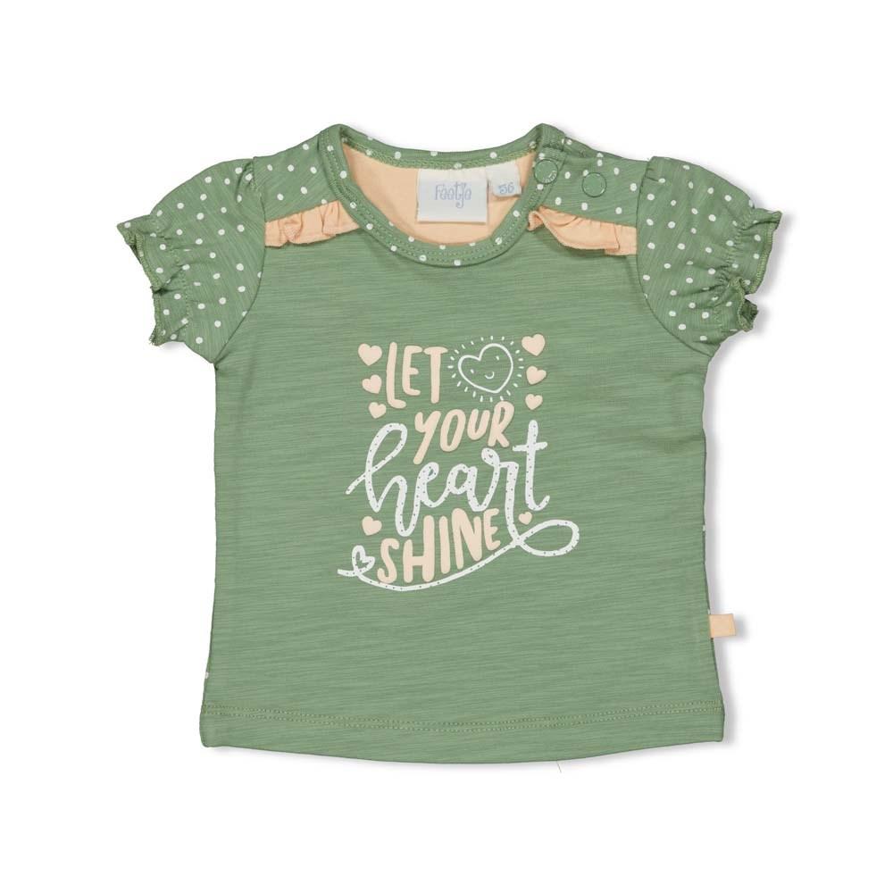 Meisjes T-shirt Shine - Hearts van Feetje in de kleur Groen in maat 68.