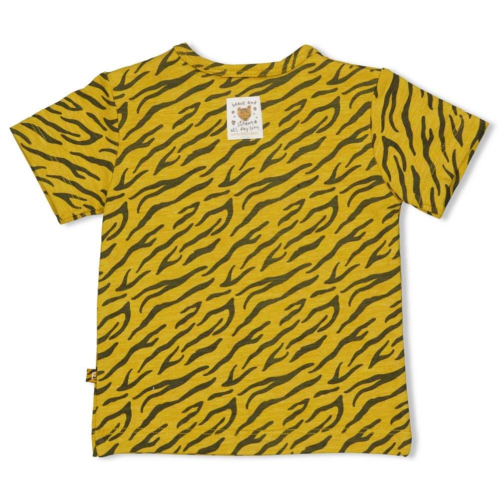 Jongens T-shirt AOP - Go Wild van Feetje in de kleur Okergeel melange in maat 86.