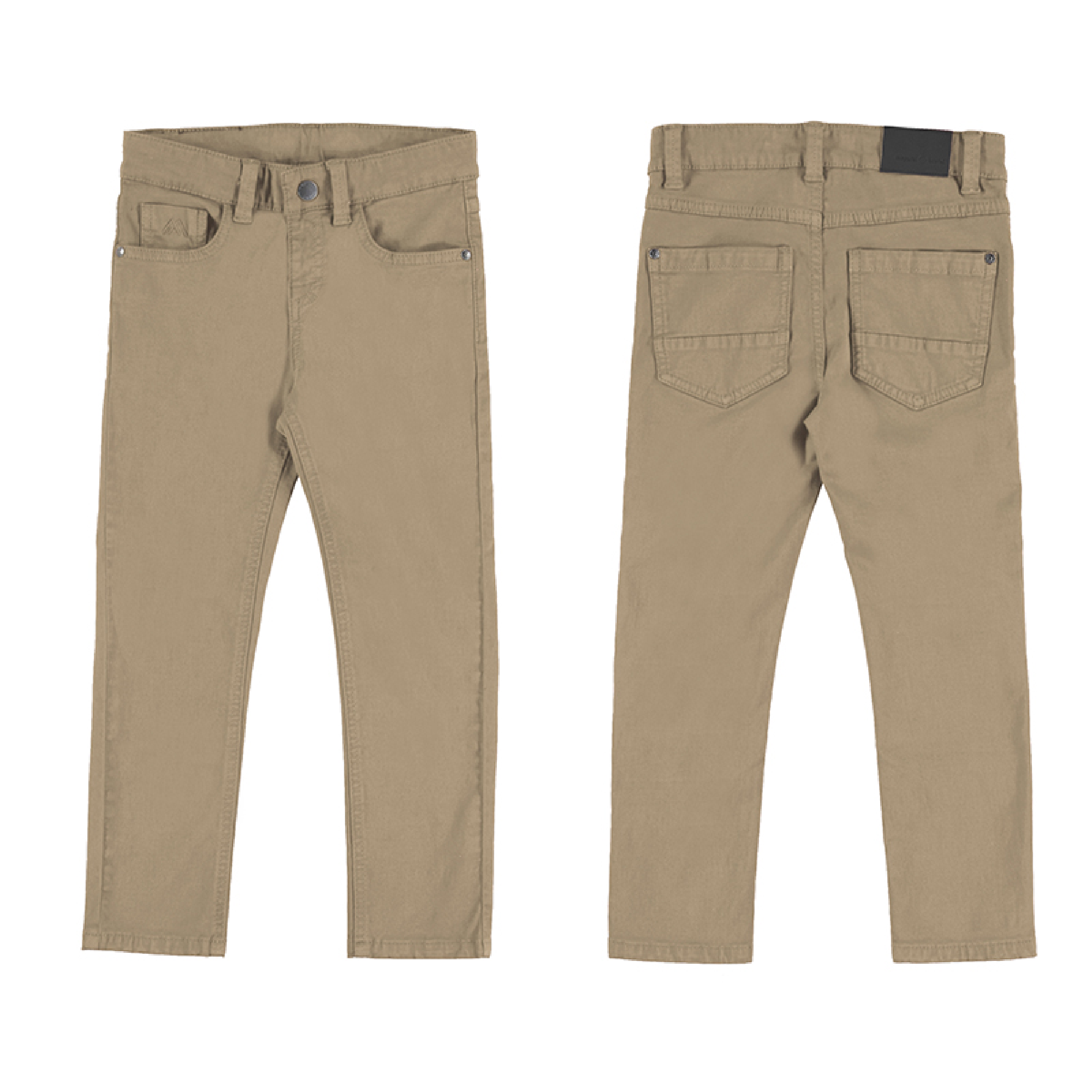 jongens 5 Pocket Slim Fit Basic Pant van Mayoral in de kleur Bruin in maat 128.