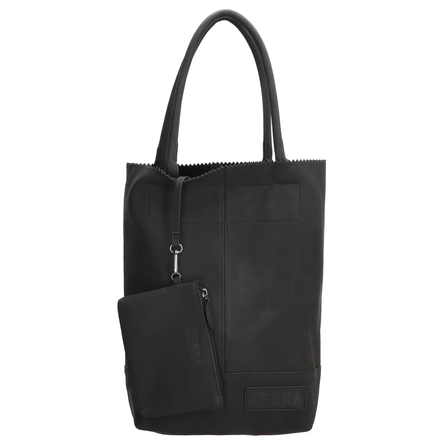 Zebra Natural bag kartel met drukknoop - Zwart
