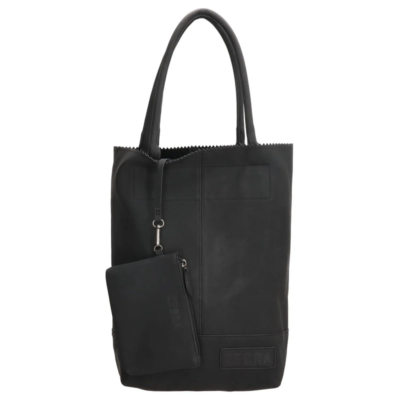 Zebra Natural bag kartel met drukknoop - Zwart