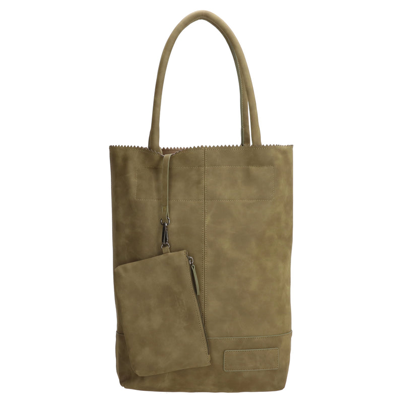 Zebra Natural bag kartel met drukknoop - Olijfgroen