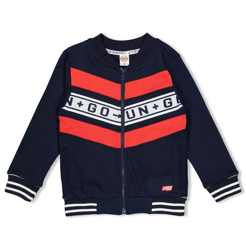 Jongens Sweatvest - Playground van Sturdy in de kleur Marine in maat 128.