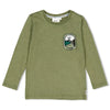 Jongens Longsleeve - He Ho Dino van Sturdy in de kleur Army in maat 128.