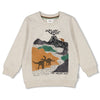 Jongens Sweater - He Ho Dino van Sturdy in de kleur Offwhite melange in maat 128.