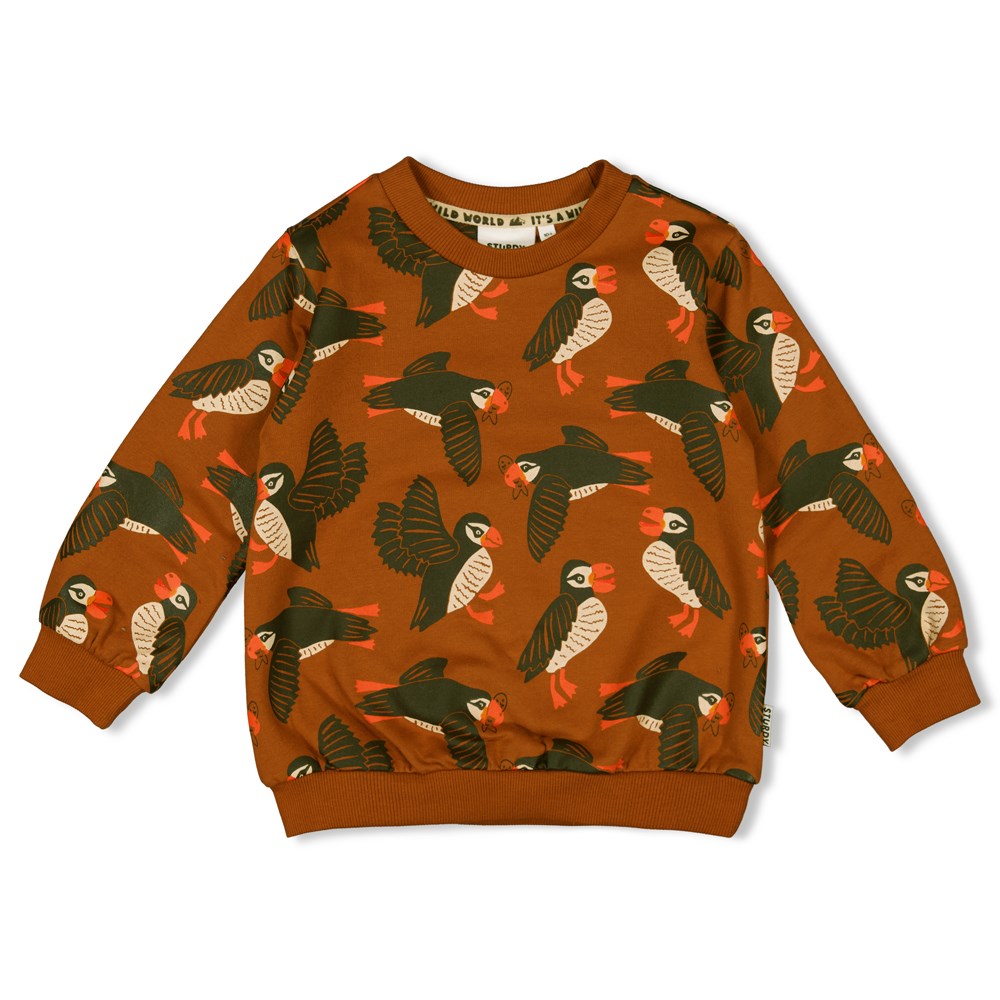 Jongens Sweater AOP - Fly Wild van Sturdy in de kleur Hazelnoot in maat 128.