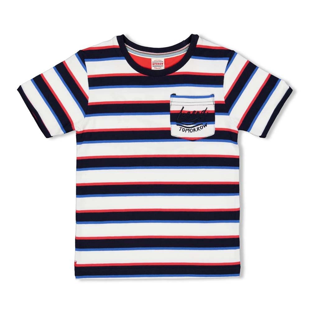 Jongens T-shirt streep - Playground van Sturdy in de kleur Marine in maat 128.