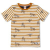 Jongens T-shirt streep - Happy Camper van Sturdy in de kleur Okergeel in maat 128.