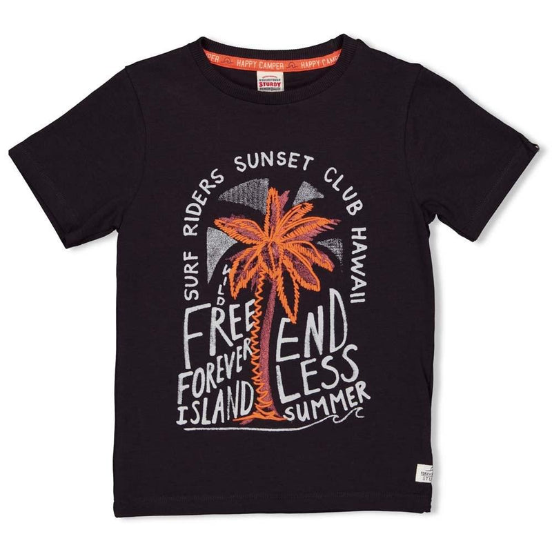 Jongens T-shirt - Happy Camper van Sturdy in de kleur Antraciet in maat 128.
