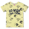 Jongens T-shirt AOP - Smile & Wave van Sturdy in de kleur Geel in maat 128.