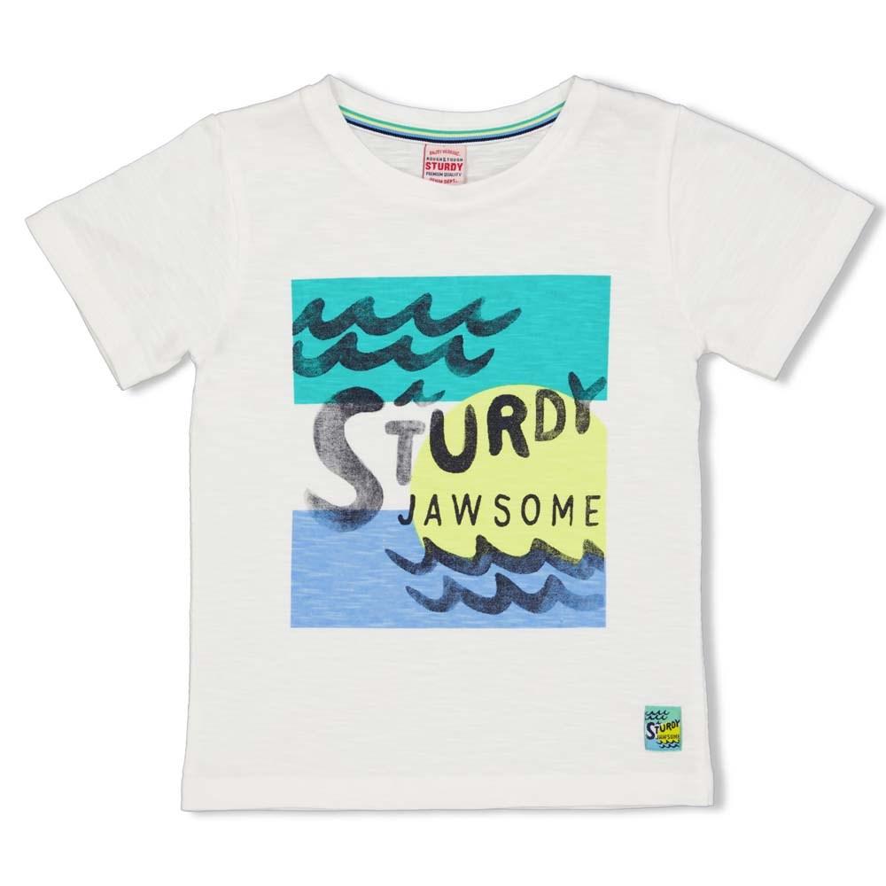 Jongens T-shirt Sturdy - Smile & Wave van Sturdy in de kleur Wit in maat 128.