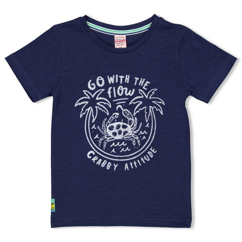 Jongens T-shirt Flow - Smile & Wave van Sturdy in de kleur Indigo in maat 128.