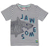 Jongens T-shirt streep - Smile & Wave van Sturdy in de kleur Indigo in maat 128.
