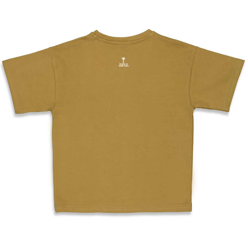 Jongens T-shirt Sunside - Tiki Island van Sturdy in de kleur Olijf in maat 128.