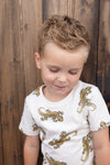 Jongens T-shirt AOP - Tiki Island van Sturdy in de kleur Off White in maat 128.