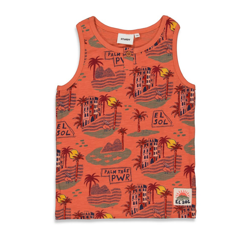 Jongens Singlet AOP - El Sol van Sturdy in de kleur Brique in maat 128.
