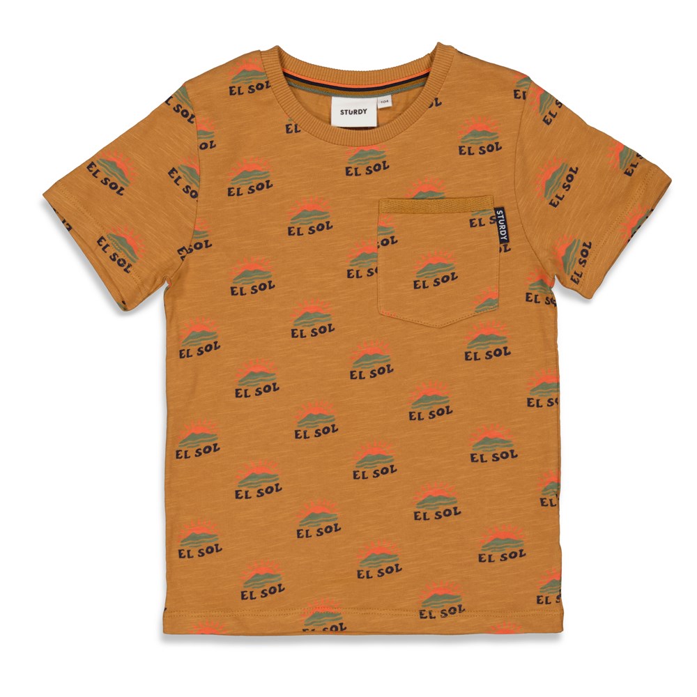 Jongens T-shirt AOP - El Sol van Sturdy in de kleur Bruin in maat 128.