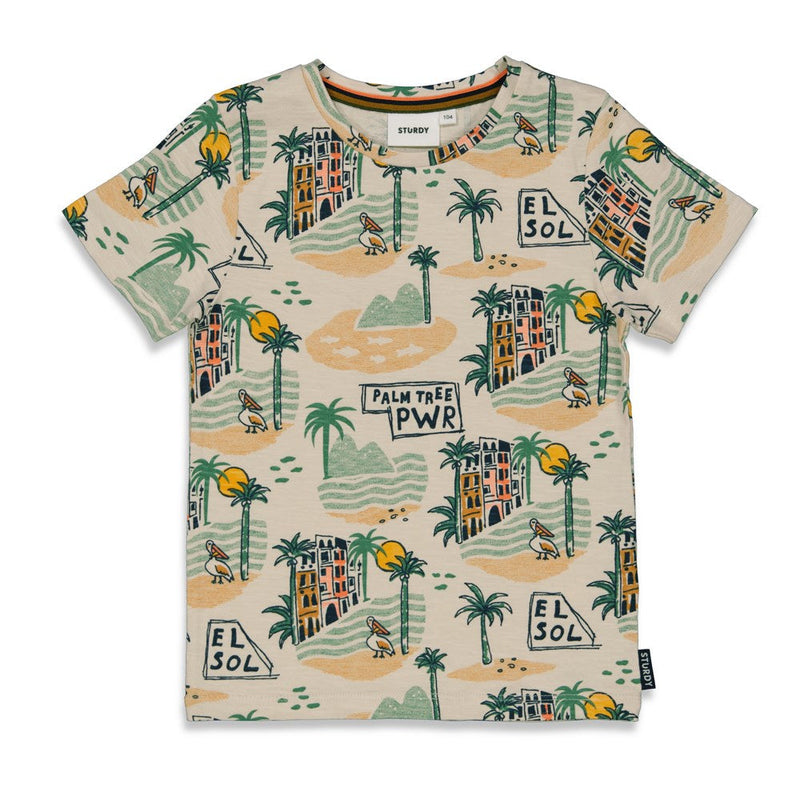 Jongens T-shirt AOP - El Sol van Sturdy in de kleur Off White in maat 128.