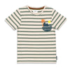 Jongens T-shirt streep - El Sol van Sturdy in de kleur Army in maat 128.