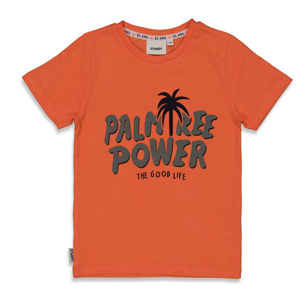 Jongens T-shirt Palmtree - El Sol van Sturdy in de kleur Oranje in maat 128.
