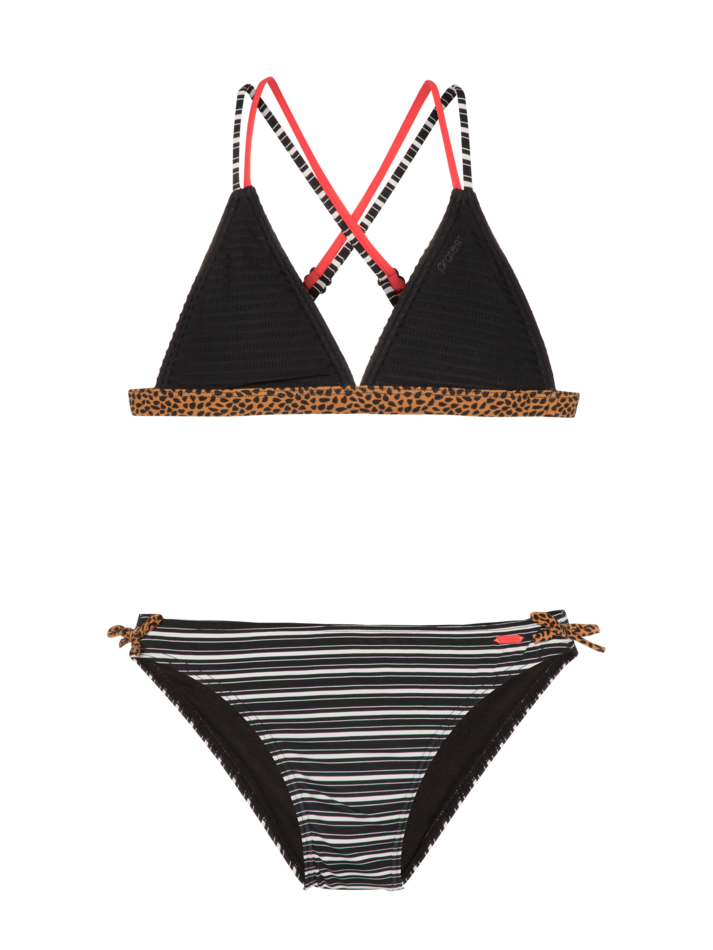 Meisjes FLORIDA JR triangle bikini van Protest in de kleur True Black in maat 176.
