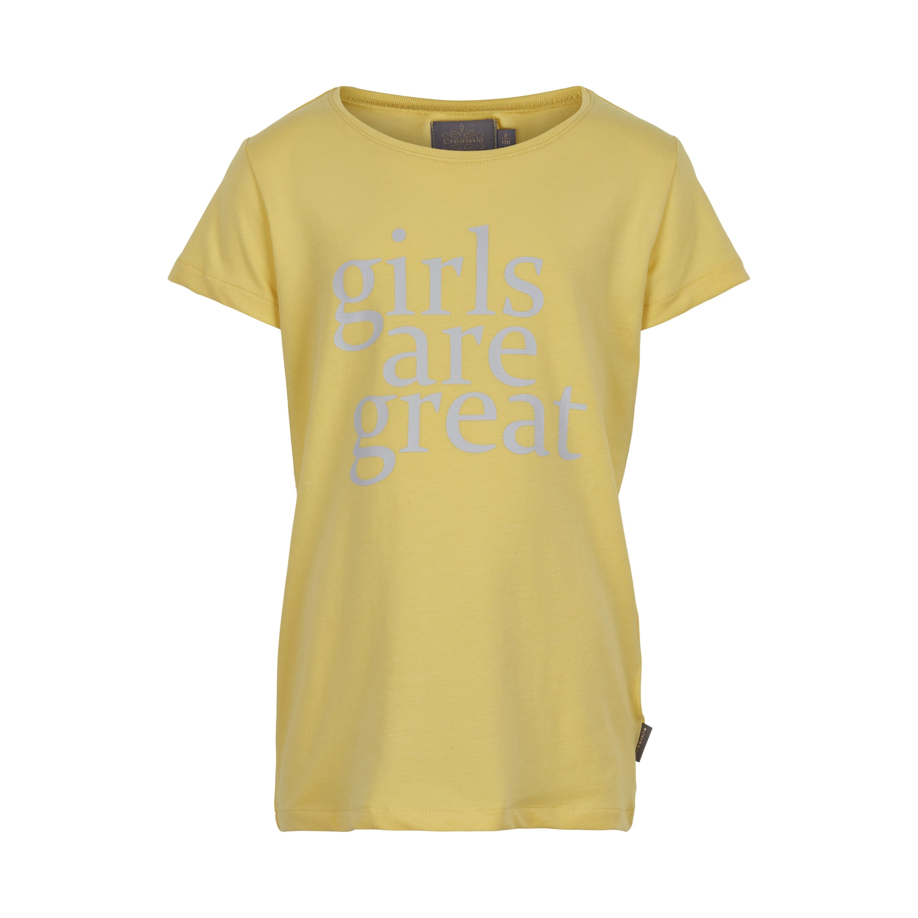 Meisjes T-shirt Text Girls are great van Creamie in de kleur Sundress in maat 152.
