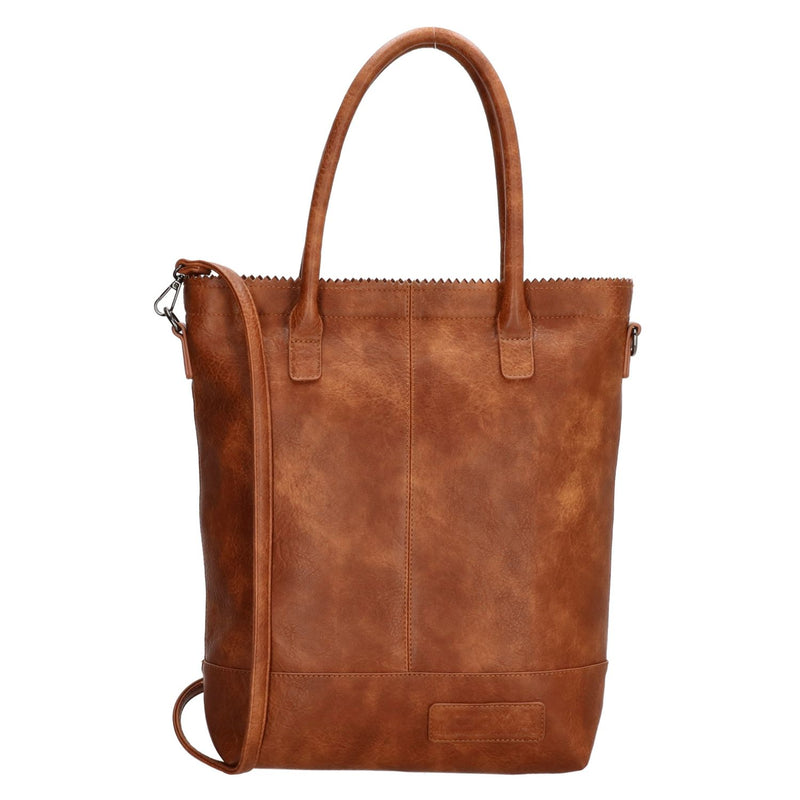 Zebra Natural bag kartel met rits - Cognac