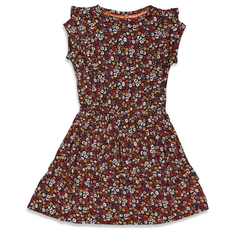 Meisjes Jurk AOP - Have A Nice Daisy van Jubel in de kleur Antraciet in maat 140.
