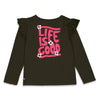 Meisjes Longsleeve ruches - Made Of Magic van Jubel in de kleur Antraciet in maat 140.